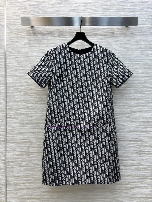 CL75981 Dior 25 Early Spring New Collection Logo Printed Round Neck Short Sleeved Dress With Cl goxefxix - Image 2