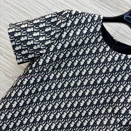 CL75981 Dior 25 Early Spring New Collection Logo Printed Round Neck Short Sleeved Dress With Cl goxefxix - Image 4