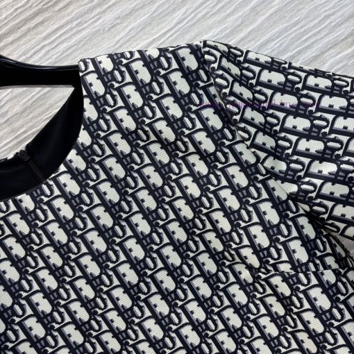 CL75981 Dior 25 Early Spring New Collection Logo Printed Round Neck Short Sleeved Dress With Cl goxefxix - Image 6