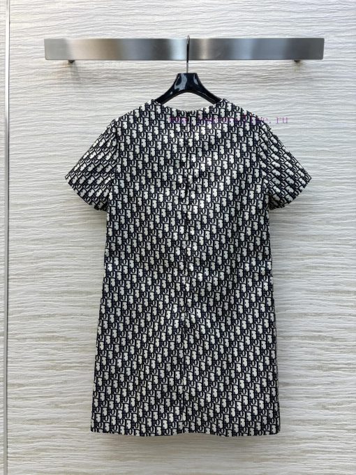 CL75981 Dior 25 Early Spring New Collection Logo Printed Round Neck Short Sleeved Dress With Cl goxefxix - Image 9