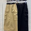 CB75987 Prada 25 Spring/Summer Logo Ribbon Splicing Workwear Style Large Pocket A-line Half Ski sd0192a1