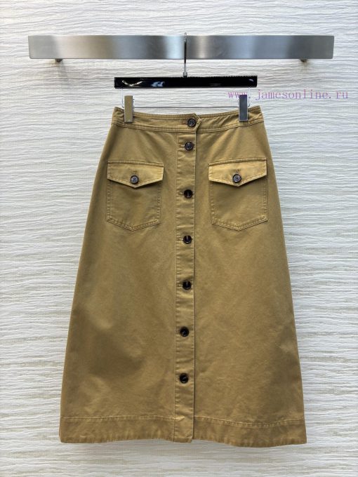 CB75988 YSLouis Vuitton 25 New Model Workwear Style Khaki Buckle Half Skirt Combining A Cool An tnibfl8c