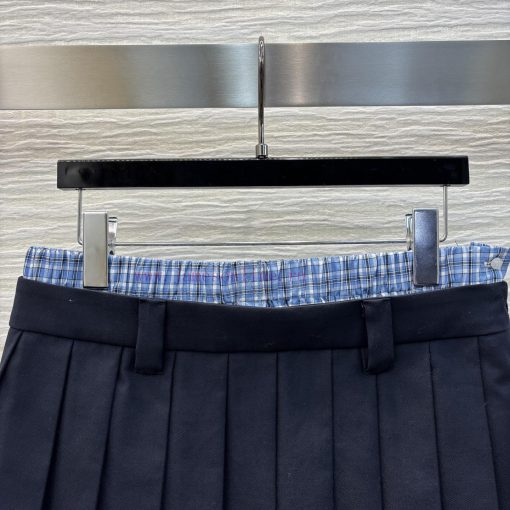 CB75990 Miu Miu 25 Early Spring New Item Fake Two Contrasting Checkered Pleated Short Skirts Fa 06pqyjbk - Image 3