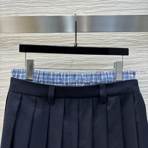 CB75991 Miu Miu 25 Early Spring New Item Fake Two Contrasting Checkered Pleated Half Skirt Fake k7t0tzqd - Image 3