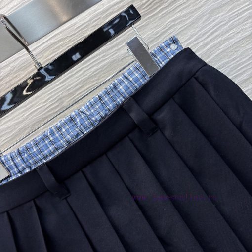 CB75991 Miu Miu 25 Early Spring New Item Fake Two Contrasting Checkered Pleated Half Skirt Fake k7t0tzqd - Image 5