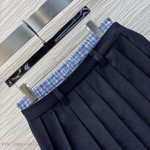 CB75991 Miu Miu 25 Early Spring New Item Fake Two Contrasting Checkered Pleated Half Skirt Fake k7t0tzqd - Image 7