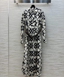 CL75993 Bc Home 25 Spring/Summer New Collection Deconstructive Printed Shirt Style Dress With H 4a5661td