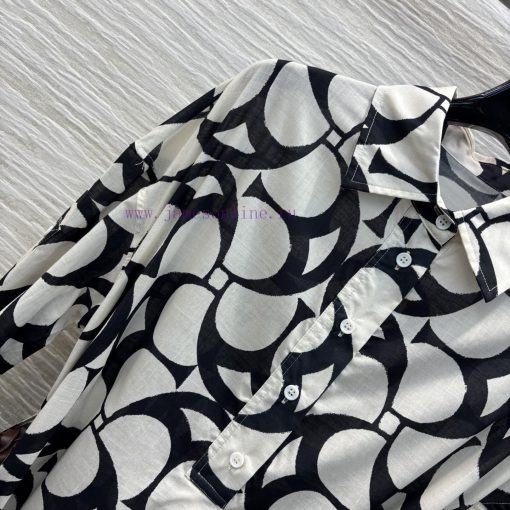 CL75993 Bc Home 25 Spring/Summer New Collection Deconstructive Printed Shirt Style Dress With H 4a5661td - Image 4