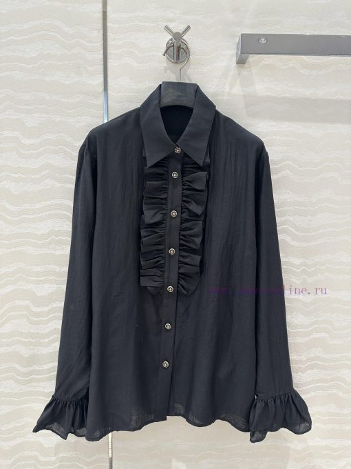 🤞 AC75581 Coco Chanel Girls' French Elegant Palace Style Lace Shirt Imported Silk Cotton Fabric cil1vf55