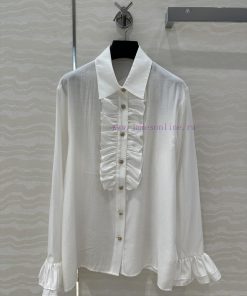🤞 AC75581 Coco Chanel Girls' French Elegant Palace Style Lace Shirt Imported Silk Cotton Fabric spkweia8