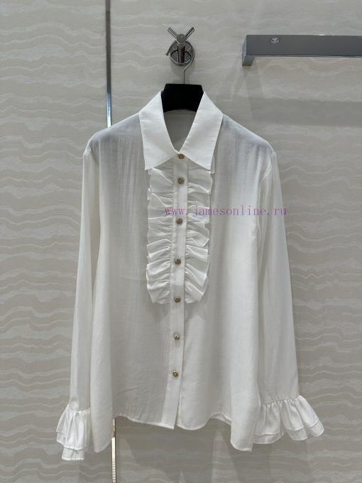 🤞 AC75581 Coco Chanel Girls' French Elegant Palace Style Lace Shirt Imported Silk Cotton Fabric spkweia8