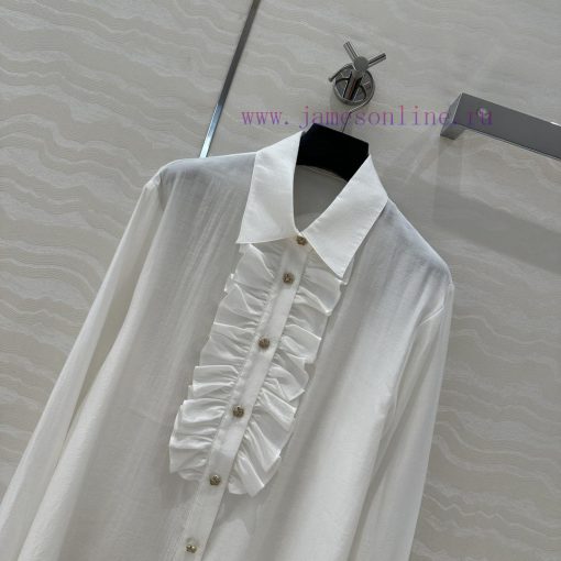 🤞 AC75581 Coco Chanel Girls' French Elegant Palace Style Lace Shirt Imported Silk Cotton Fabric spkweia8 - Image 3