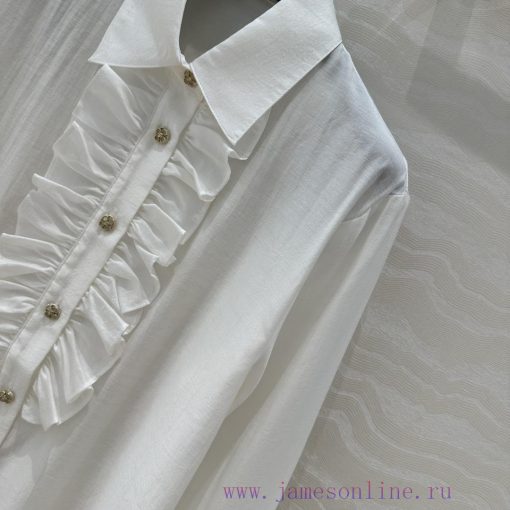 🤞 AC75581 Coco Chanel Girls' French Elegant Palace Style Lace Shirt Imported Silk Cotton Fabric spkweia8 - Image 5