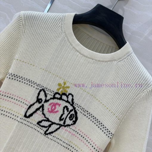 High End AT75162 Coco Chanel 25c Early Spring New Product Xiaoyuer Jacquard Slim Knit Top With o76rf6wa - Image 4
