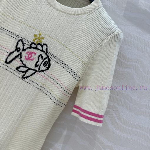 High End AT75162 Coco Chanel 25c Early Spring New Product Xiaoyuer Jacquard Slim Knit Top With o76rf6wa - Image 5