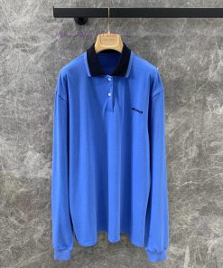 ZT60507 MiuMi * 25Ss Spring/Summer New Product Positioned Embroidered Letter Blue Long Sleeve P cd8c75gt