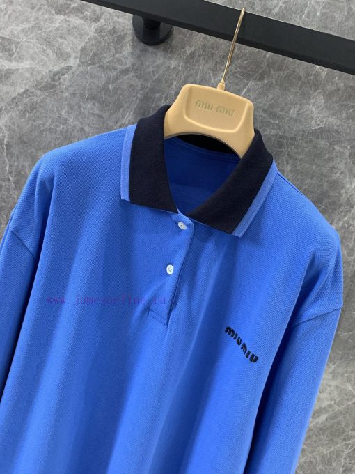 ZT60507 MiuMi * 25Ss Spring/Summer New Product Positioned Embroidered Letter Blue Long Sleeve P cd8c75gt - Image 4