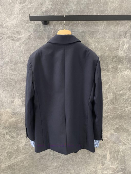 ZW60508 MiuMi * 25Ss Early Spring New Blue Plaid Shirt Sleeve Wool Suit Jacket | Yb Developed L omt13soz - Image 4