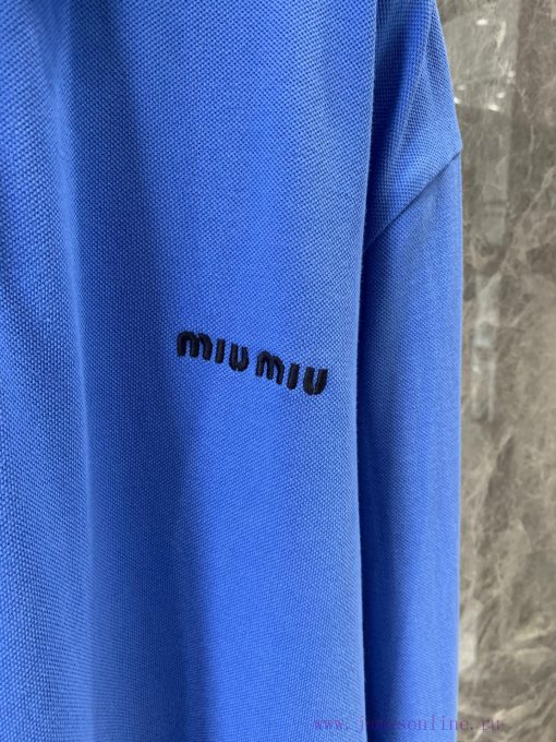 ZT60507 MiuMi * 25Ss Spring/Summer New Product Positioned Embroidered Letter Blue Long Sleeve P cd8c75gt - Image 6