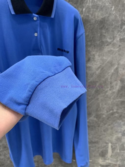 ZT60507 MiuMi * 25Ss Spring/Summer New Product Positioned Embroidered Letter Blue Long Sleeve P cd8c75gt - Image 8
