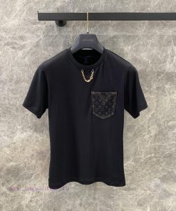 ZT60509 Louis Vuitton 25Ss Early Spring New Jacquard Denim Pocket Chain Short Sleeved T-shirt | skuuzgqo