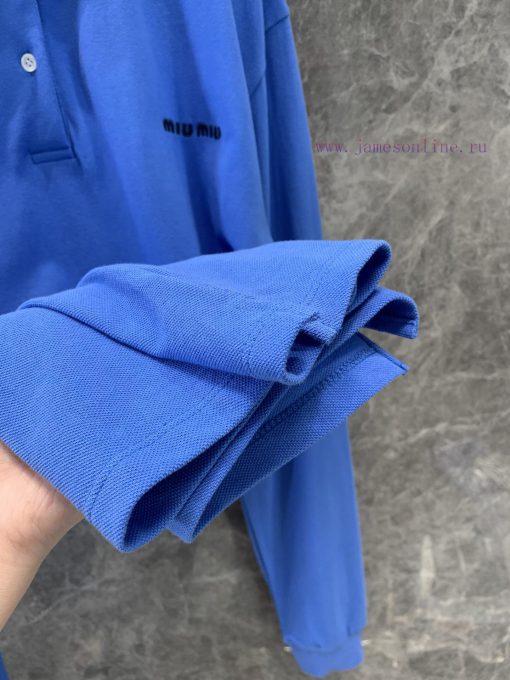 ZT60507 MiuMi * 25Ss Spring/Summer New Product Positioned Embroidered Letter Blue Long Sleeve P cd8c75gt - Image 9