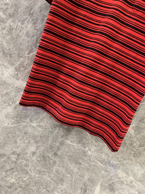 ZT60510 MiuMi * 25Ss Early Spring New Letter Logo Sticker Black And Red Striped Short Sleeved T bsok9d0d - Image 8