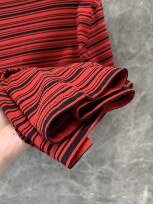 ZT60510 MiuMi * 25Ss Early Spring New Letter Logo Sticker Black And Red Striped Short Sleeved T bsok9d0d - Image 9