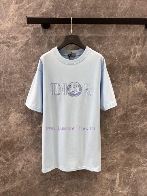 ZT60516 Dior 25Ss Early Spring New Collaboration Embroidered Loose Edition Round Neck Short Sle rn20wm0o