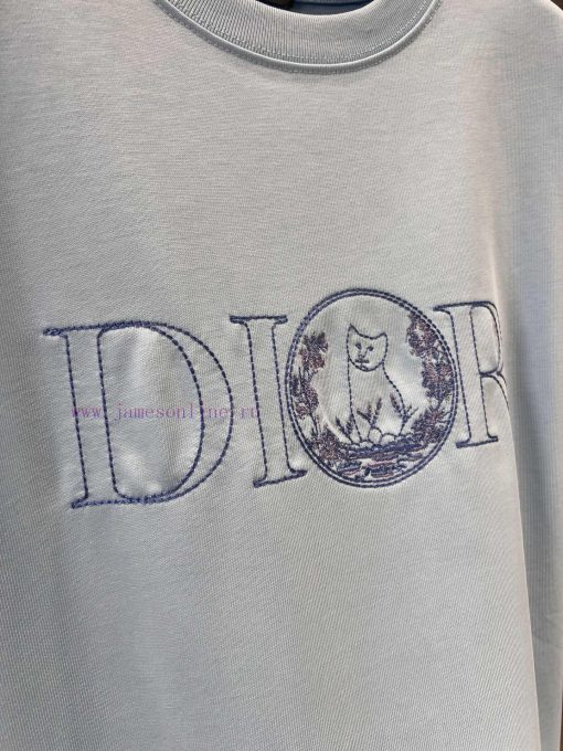 ZT60516 Dior 25Ss Early Spring New Collaboration Embroidered Loose Edition Round Neck Short Sle rn20wm0o - Image 6