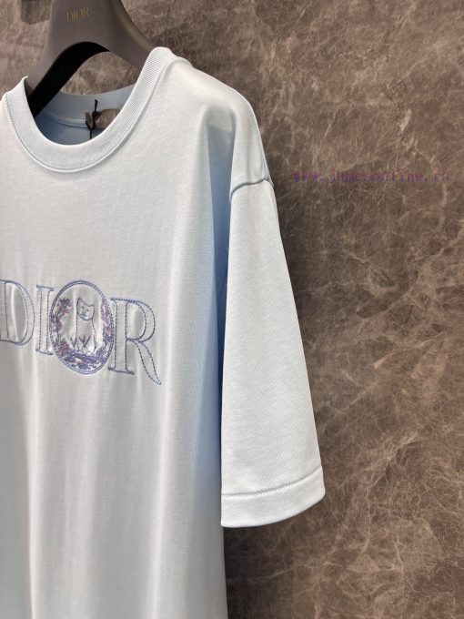 ZT60516 Dior 25Ss Early Spring New Collaboration Embroidered Loose Edition Round Neck Short Sle rn20wm0o - Image 7