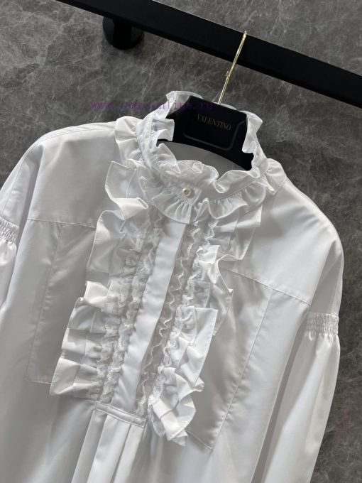 ZL60512 Valentino 25Ss Early Spring New Lace Shirt Dress | Produced Long Sleeve Shirt Dress Des inkmq4mo - Image 4