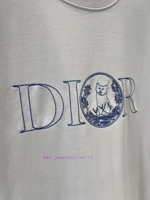 ZT60516 Dior 25Ss Early Spring New Collaboration Embroidered Loose Edition Round Neck Short Sle qrztfj80 - Image 6