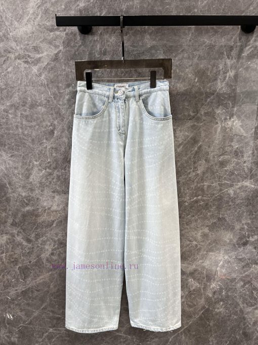 ZK60517 Chanel 25P Series Popular Pearl Print Logo Wide Leg Jeans | YB Developed And Produced F dgieu6p8 - Image 2