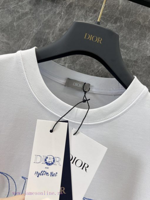 ZT60516 Dior 25Ss Early Spring New Collaboration Embroidered Loose Edition Round Neck Short Sle qrztfj80 - Image 9