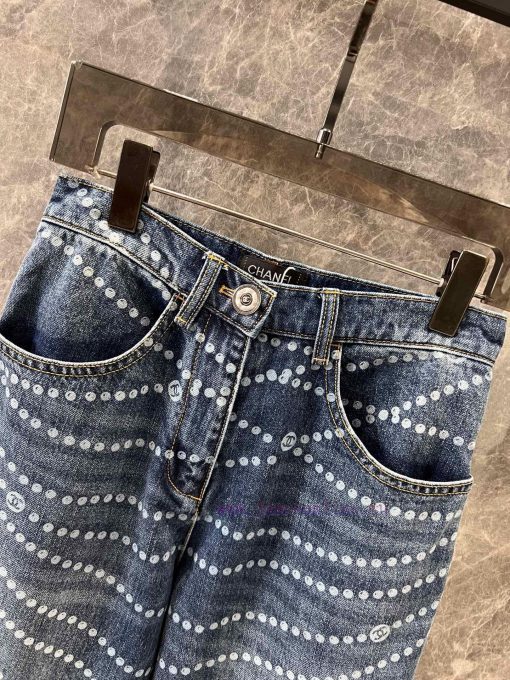 ZK60517 Chanel 25P Series Popular Pearl Print Logo Wide Leg Jeans | YB Developed And Produced F uekrq0yi - Image 4