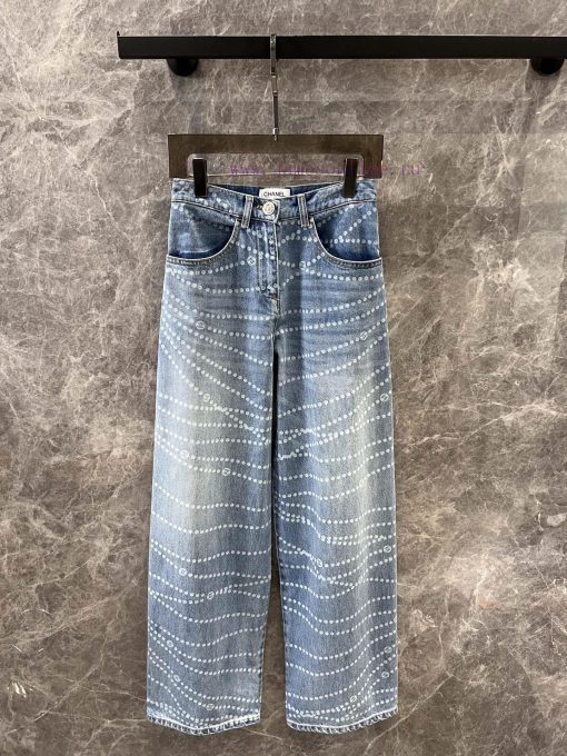 ZK60517 Chanel 25P Series Popular Pearl Print Logo Wide Leg Jeans | YB Developed And Produced F cqc746cl