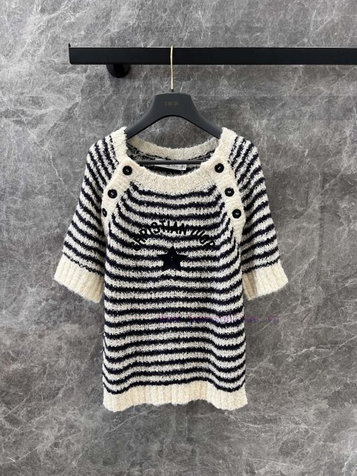 ZT60517 Dior 25SS Early Spring New Striped Knitted Short Sleeve Top 丨 YB Developed Original Bas puv03x74