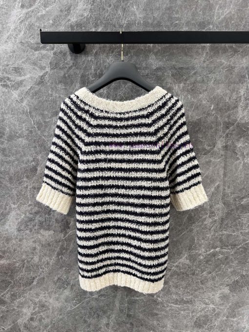ZT60517 Dior 25SS Early Spring New Striped Knitted Short Sleeve Top 丨 YB Developed Original Bas puv03x74 - Image 3