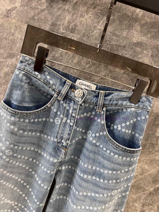 ZK60517 Chanel 25P Series Popular Pearl Print Logo Wide Leg Jeans | YB Developed And Produced F cqc746cl - Image 4