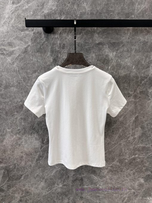 ZT60519 Markg * Ng 25Ss Early Spring New Pearl Necklace Dog Printed Short Sleeve T-shirt | Prod 9fm7vkr7 - Image 3