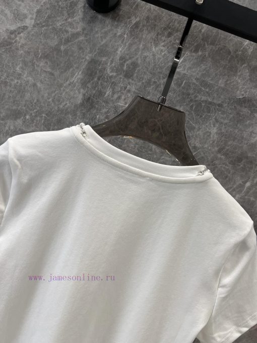 ZT60519 Markg * Ng 25Ss Early Spring New Pearl Necklace Dog Printed Short Sleeve T-shirt | Prod 9fm7vkr7 - Image 5