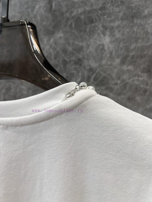 ZT60519 Markg * Ng 25Ss Early Spring New Pearl Necklace Dog Printed Short Sleeve T-shirt | Prod 9fm7vkr7 - Image 7