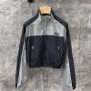 ZW60520 Miumi * 25Ss Early Spring New Letter Patch Stand Up Collar Color Blocked Short Jacket J zrnkohg9