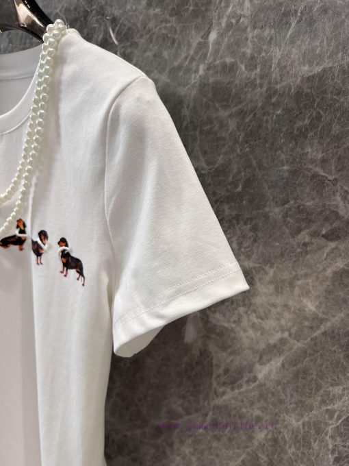 ZT60519 Markg * Ng 25Ss Early Spring New Pearl Necklace Dog Printed Short Sleeve T-shirt | Prod 9fm7vkr7 - Image 8