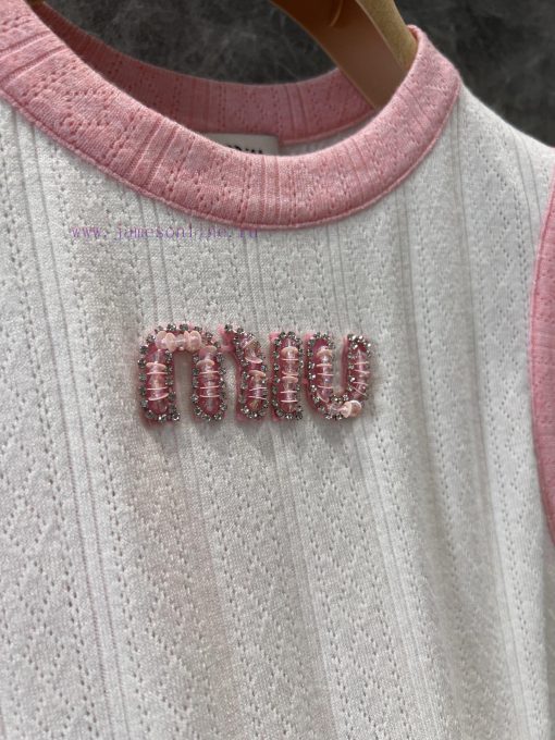ZT60522 Miumi * 25SS Spring/Summer New Collection: Nail Bead Glitter Letter Contrast Colorless x7qngmdi - Image 6