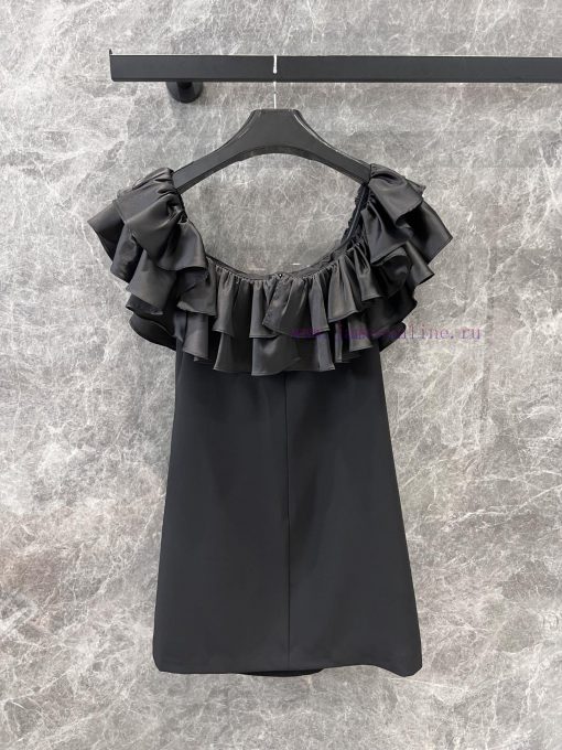 ZL60529 Celine 25Ss Early Spring New One Shoulder Sexy Pure Desire Wind Lotus Leaf Edge Dress | nuwlrhml - Image 3