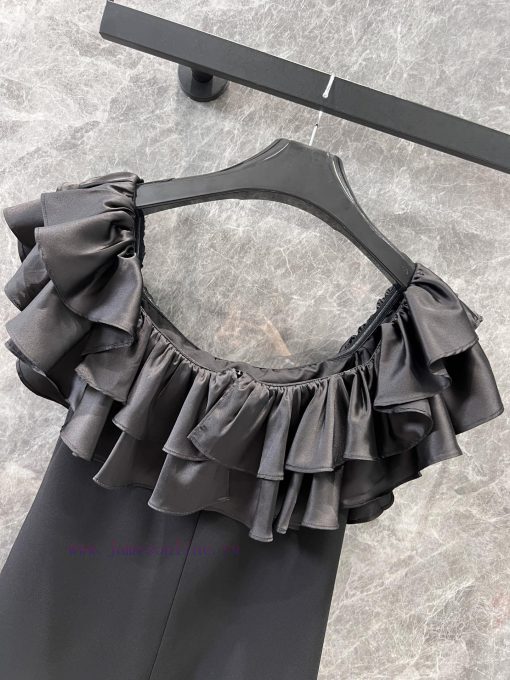 ZL60529 Celine 25Ss Early Spring New One Shoulder Sexy Pure Desire Wind Lotus Leaf Edge Dress | nuwlrhml - Image 5