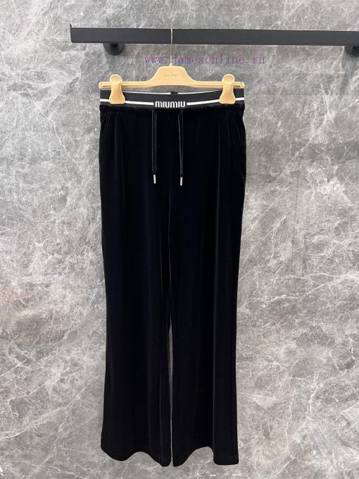 ZK60503 Mium * U 25Ss Early Spring New Letter Waist Velvet Casual Pants | Produced Custom YB Ma 5rxqivf4 - Image 2