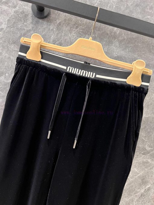 ZK60503 Mium * U 25Ss Early Spring New Letter Waist Velvet Casual Pants | Produced Custom YB Ma 5rxqivf4 - Image 4